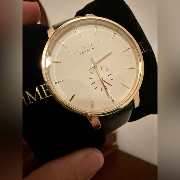 Ted Baker Gold Case Watch with Black Strap - Picture 1 of 4